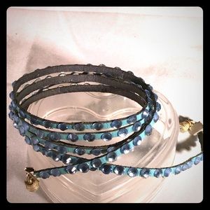 Swarovski crystal wrap bracelet in pale blue